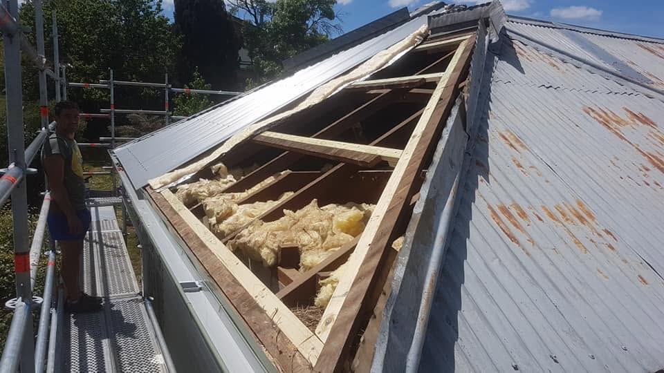 Roof restoration in progress by Luke Taylor Plumbing